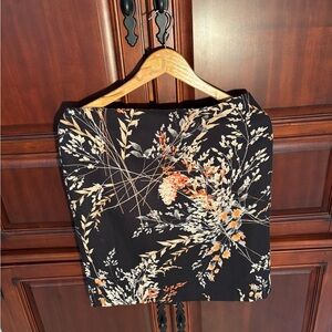 Talbots Black Floral Skirt